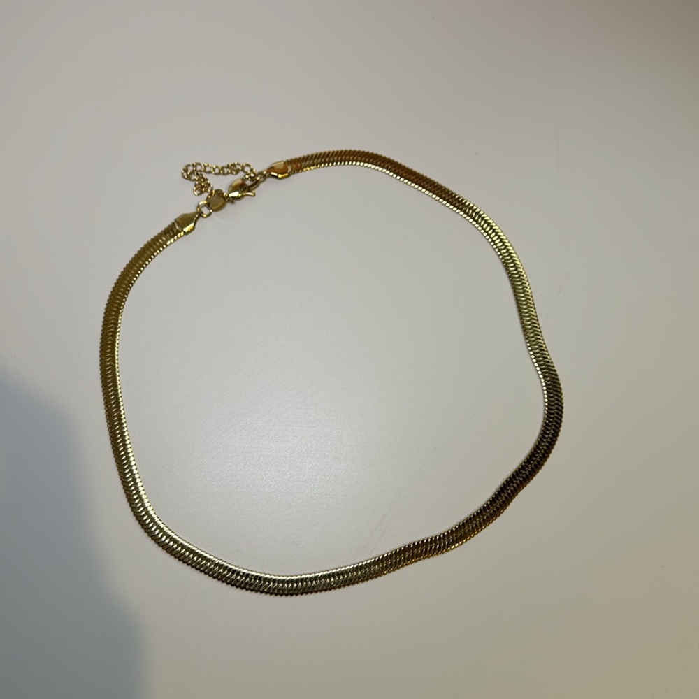 Anthropologie Jennifer Zeuner‎ Karli Gold-Plated Classic Herringbone Necklace - Picture 5 of 8